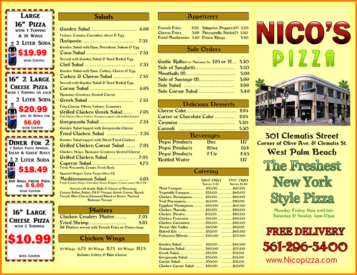 FLORIDA RESTAURANTS NICOS PIZZA CLEMATIS STREET AND OLIVE WEST PALM
